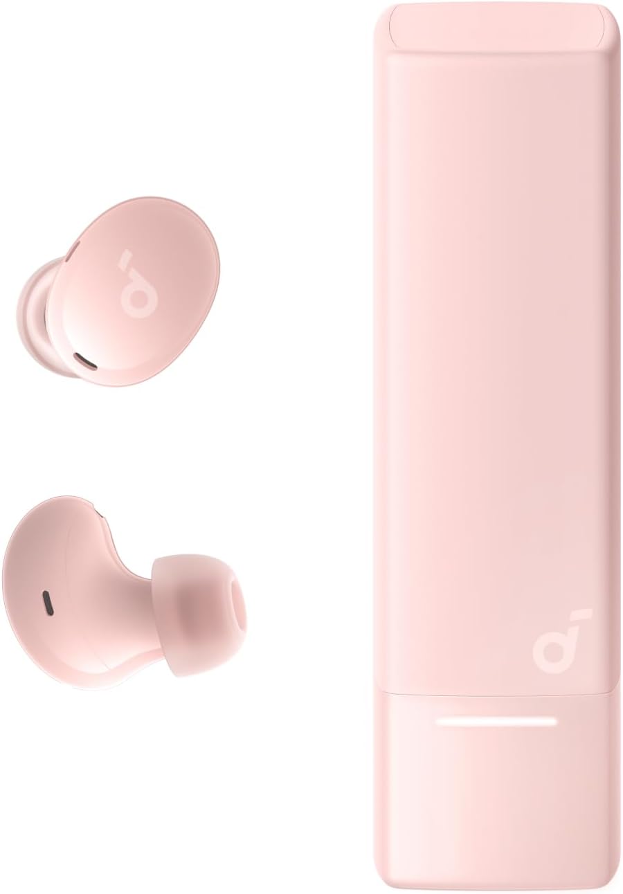 <h2>Fone de ouvido Bluetooth Anker Soundcore A30i, design compacto em formato de batom, leve e confortável, 15h de reprodução com ANC ligado, IP54, rosa</h2>