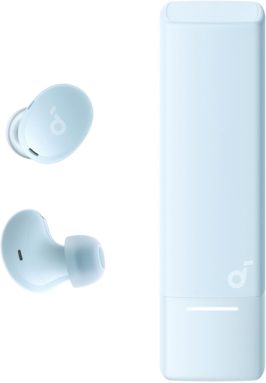 <h2>Fone de ouvido Bluetooth Anker Soundcore A30i, design compacto em formato de batom, leve e confortável, 15h de reprodução com ANC ligado, IP54, azul</h2>