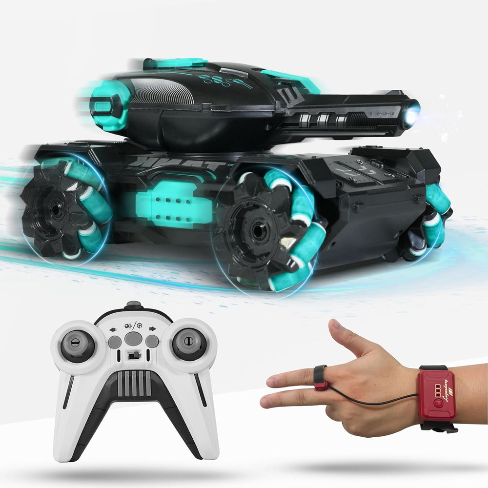 <h2>Tanque RC Controlado por Gestos para Crianças – Carro 4WD com Rotação 360°, Tiro, Controle por Luva e Controle Remoto</h2>