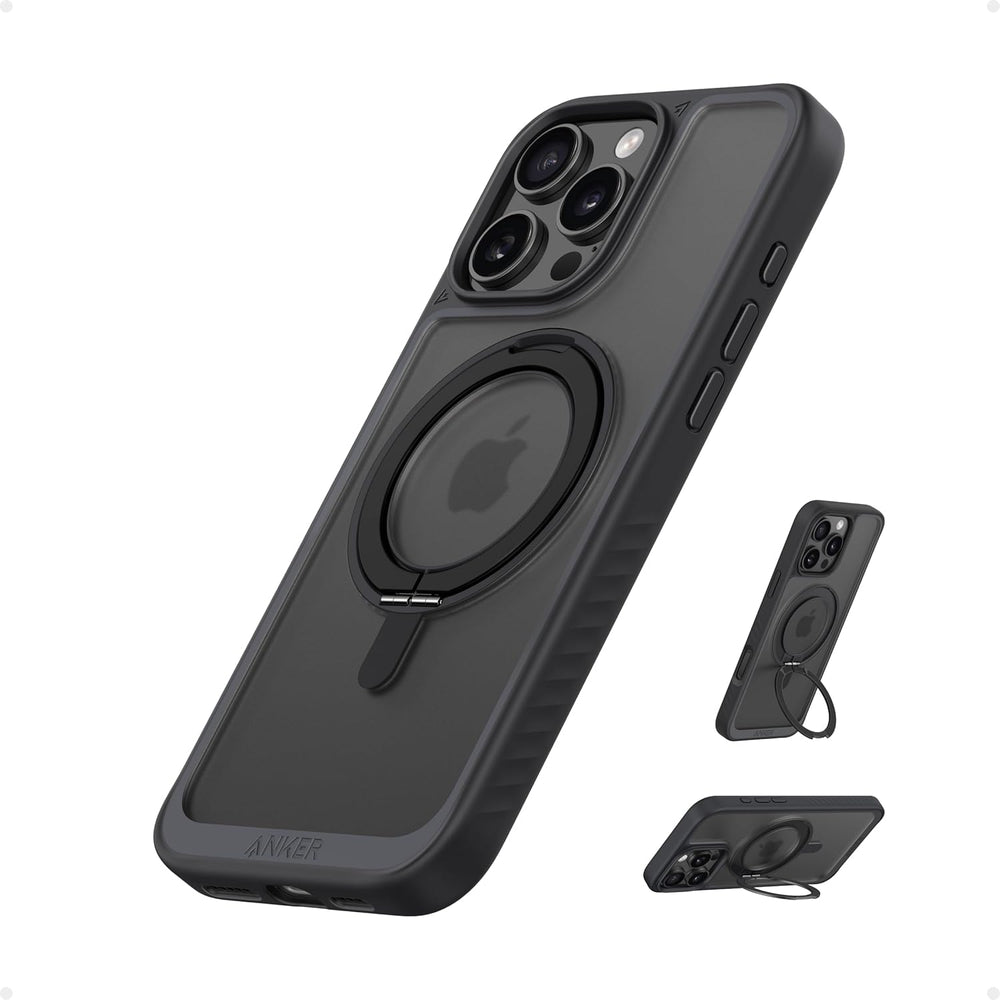 <h2>Capa ultra magnética Anker para iPhone 16 Pro Max, suporte de anel resistente 360°, grau militar à prova de choque, compatível com MagSafe, preto</h2>