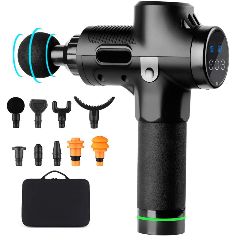 <h2>Pistola de Massagem para Atletas - 30 Velocidades e 6 Cabeças</h2>