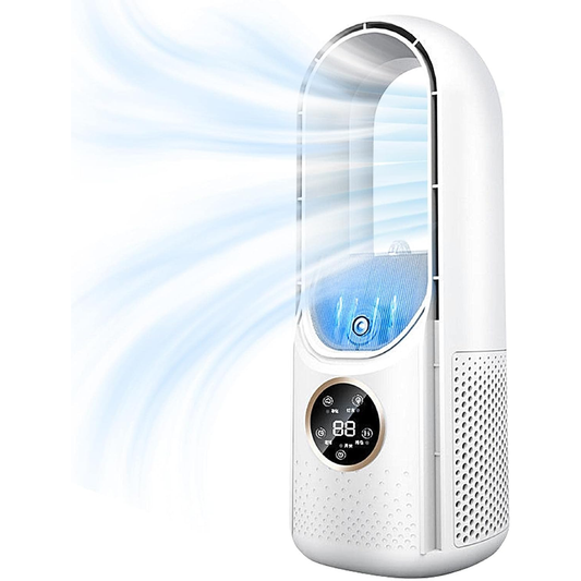 <h2>Torre Ventilador Sem Lâminas com Filtro Umidificante, Display LED, 6 Velocidades, Temporizador de 8H, Super Silencioso, Fácil de Limpar, Economizador de Espaço</h2>