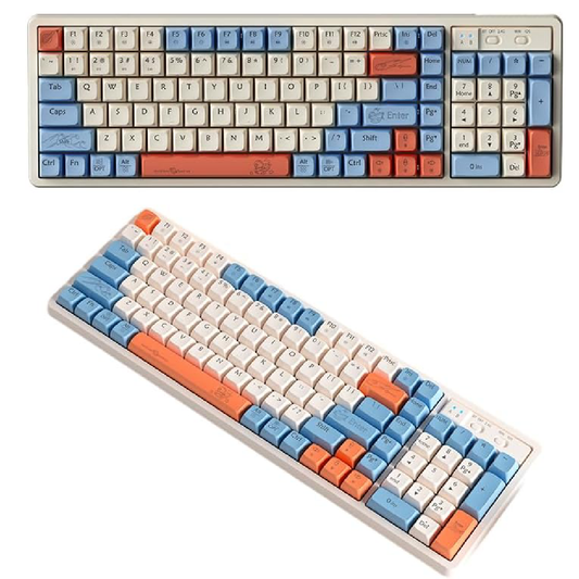 <h2>Teclado Mecânico Sem Fio com Teclado Numérico de 102 Teclas para Jogos, Bluetooth 5.0/2.4G/Com Fio, Cores Mistas, 4000 mAh, Teclado Programável</h2>