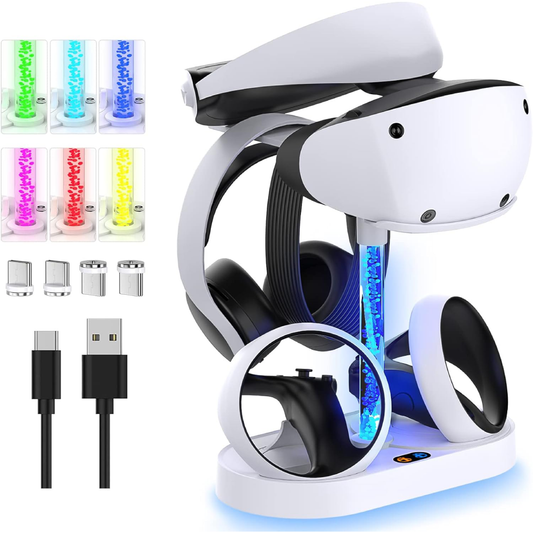 <h2>Base de Carregamento PS VR2 com Luzes RGB e Suporte para Fone de Ouvido</h2>