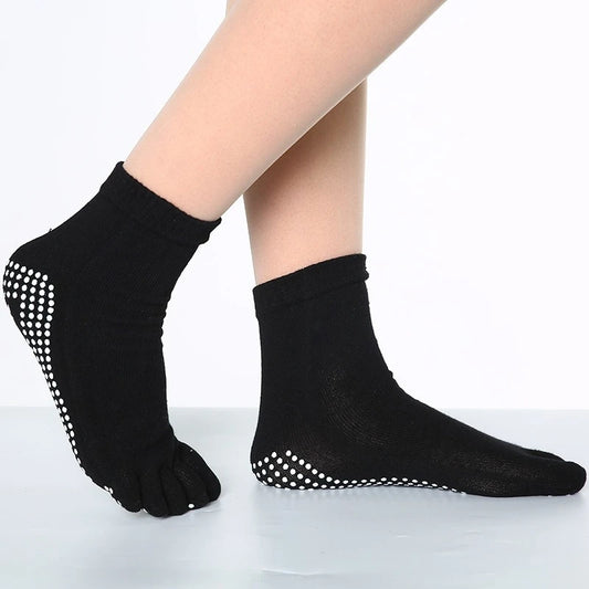 <h2>Calcetines Antiderrapantes para Pilates Feminino – Meias de Yoga com Silicone e Cinco Dedos, Algodão para Ballet e Dança</h2>