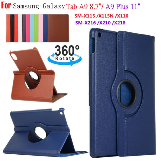 <h2>Capa de Couro com Suporte Rotativo 360 para Samsung Galaxy Tab A9 2023 8.7" A9 plus A9 11.0" SM-X110 SM-X115 SM-X210 SM-</h2>