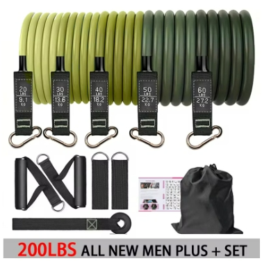 <h2>Conjunto de bandas de resistência para treino – 5 tubos de fitness com alças para ancoragem em porta, correias para tornozelo e bastão fitness</h2>