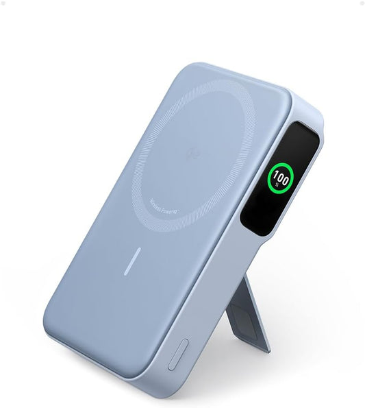<h2>Power Bank portátil Anker MagGo, certificado Qi2, carregamento rápido 15W MagSafe, bateria 10.000 mAh, tela inteligente, suporte dobrável, para iPhone 15/14/13/12, inclui cabo USB-C</h2>