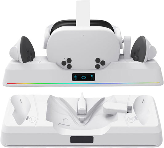 <h2>HUAYUWA Estação de carregamento compatível com Quest 3S, fone de ouvido VR e controlador base de carregador rápido com luz indicadora suporte de carregamento para acessórios Quest3S (Tipo 2)</h2>