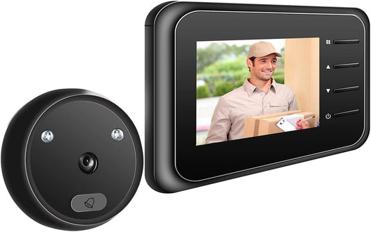 Campainha Wi-Fi com Visualizador de Porta - Câmera Peephole com Visualização ao Vivo e Foto Digital para Segurança Doméstica