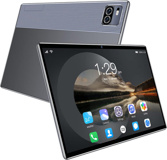 <h2>Tablet com Cartão SIM, 10.1” Android Go 12.0, 4GB RAM, 64GB Armazenamento, Wi-Fi, Bluetooth, GPS, Ecrã IPS 1280x800, Suporte para Dois Cartões SIM (Cinza)</h2>