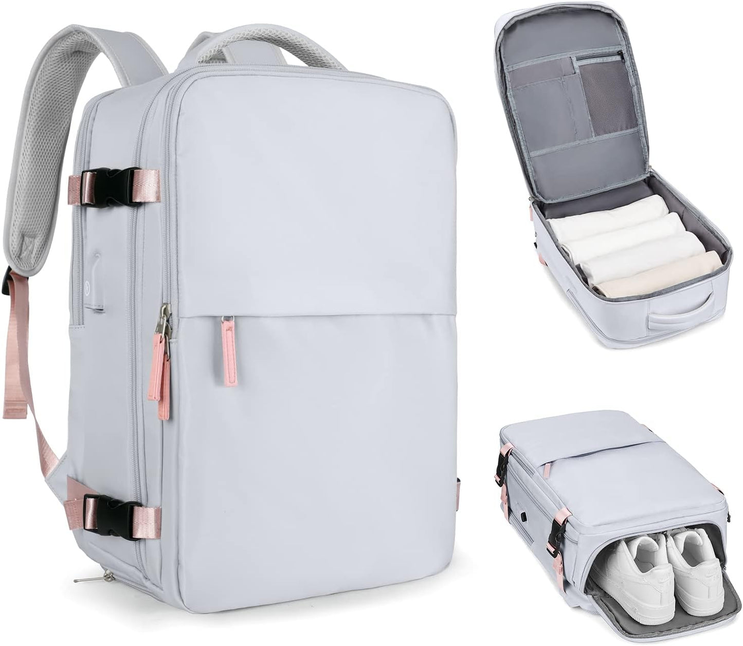 <h2>Mochila de Viagem Casual Unissex - Cinza, Vários Tamanhos</h2>