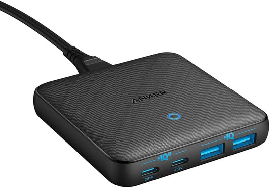 <h2>Carregador Anker USB-C 543 (65W II), PIQ 3.0 e GaN, 4 portas, compacto, com duas USB-C (45W Max), para MacBook, laptops, iPad Pro, iPhone e mais</h2>