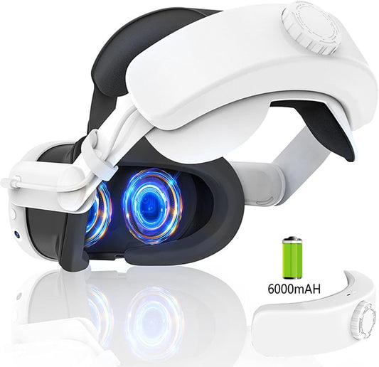 <h2>Correia de cabeça com bateria para Meta Quest 3, apoio na testa recarregável com bateria de 6000mAh, melhora o Conforto e prolonga o tempo de jogo em VR, acessórios para Quest 3</h2>