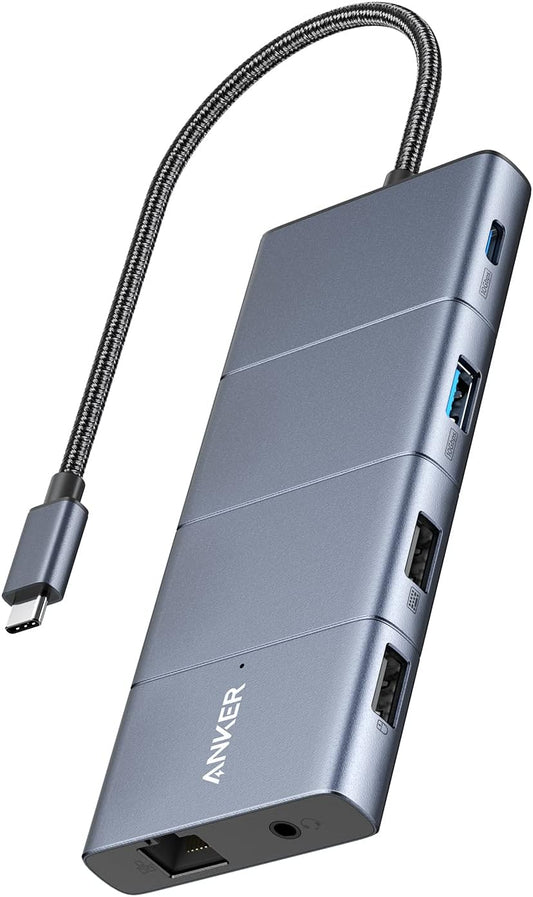 <h2>Hub USB-C Anker 565 (11 em 1), estação de ancoragem para laptop, monitor duplo 4K, dados 10 Gbps, HDMI, DisplayPort, 100W, Ethernet 1Gb</h2>