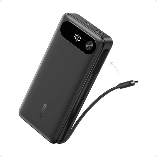 <h2>Power Bank Anker 20.000 mAh, portátil para viagem, carregamento rápido, 3 portas 87W, USB-C integrado, para MacBook, iPhone 16/15</h2>