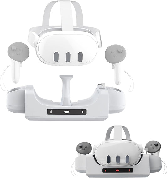 <h2>NUHFUFA Charging Base Station Compatible with Quest 3, Wall-Mounted Charging Dock for Quest 3 Headset & Controllers, Charger Stand with 2 Rechargeable Batteries Type-C Cable VR Accessories</h2>