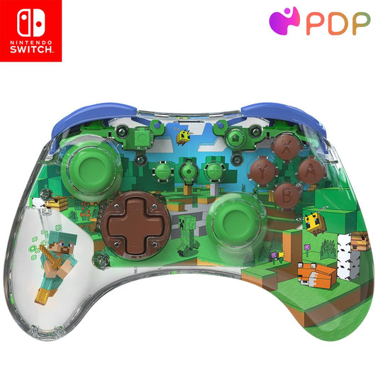 <h2>PDP REALMz Wireless Nintendo Switch Pro Controller, Customizable LED, 40 Hour Rechargeable Battery Power,Officially Licensed by Nintendo: Minecraft Steve -Forest Biome</h2>