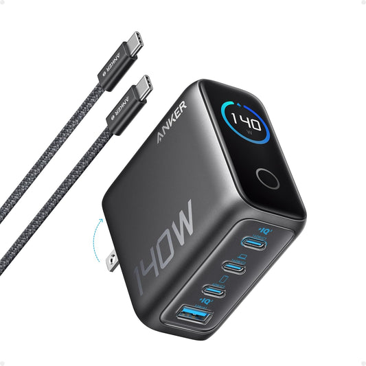 <h2>Carregador para laptop Anker, carregamento rápido 140W, 4 portas USB, PD 3.1, seguro, para MacBook e outros dispositivos USB-C</h2>