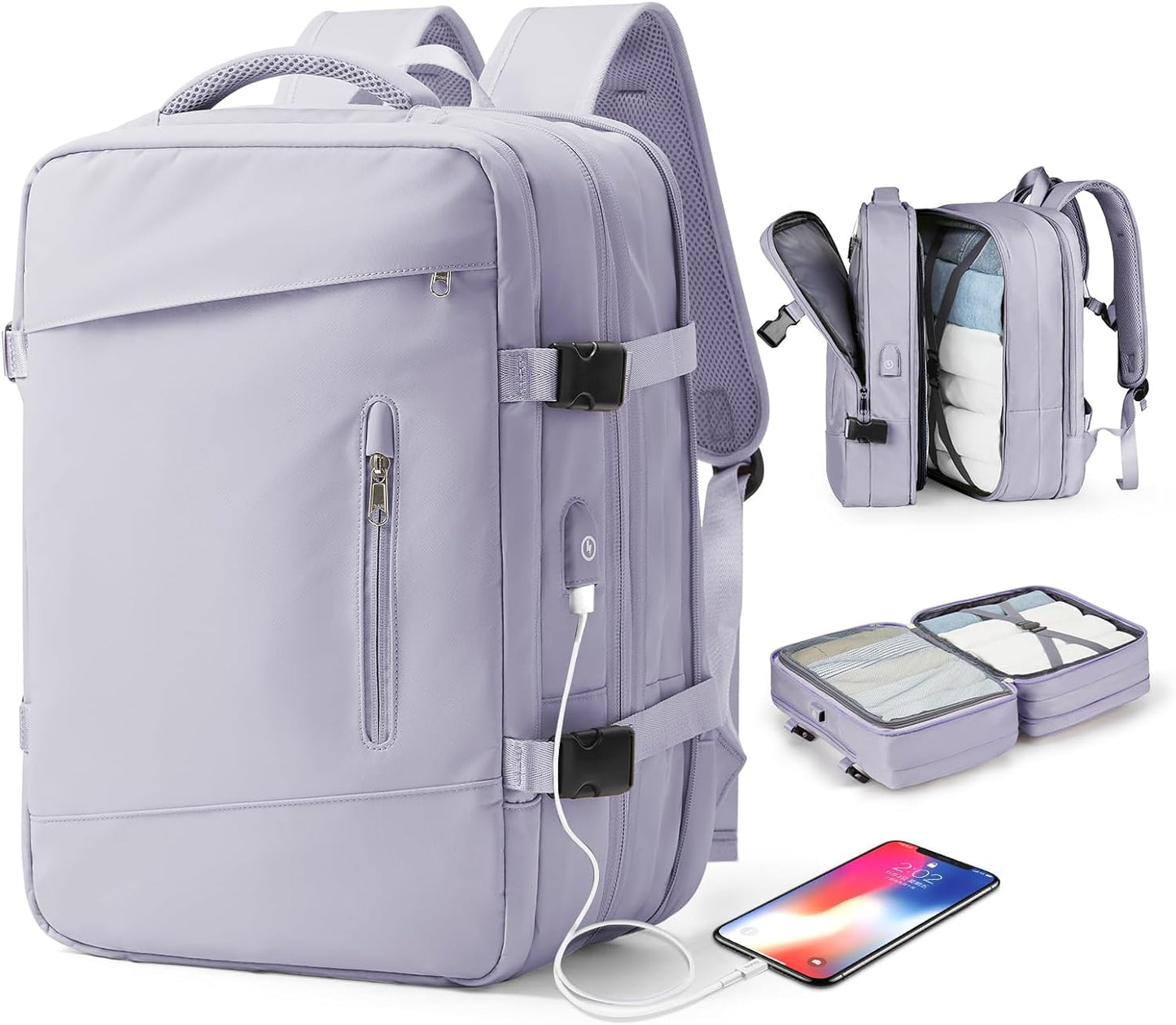 <h2>Mochila de Viagem Unissex com Compartimento para Sapatos - Impermeável e Expansível</h2>