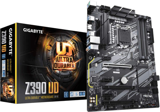 GIGABYTE Z390 UD (LGA 1151 (Série 300) Intel Z390 SATA 6Gb/s ATX Intel placa-mãe para mineração de criptomoedas com decodificação 4G acima, 6 x slots PCIe)