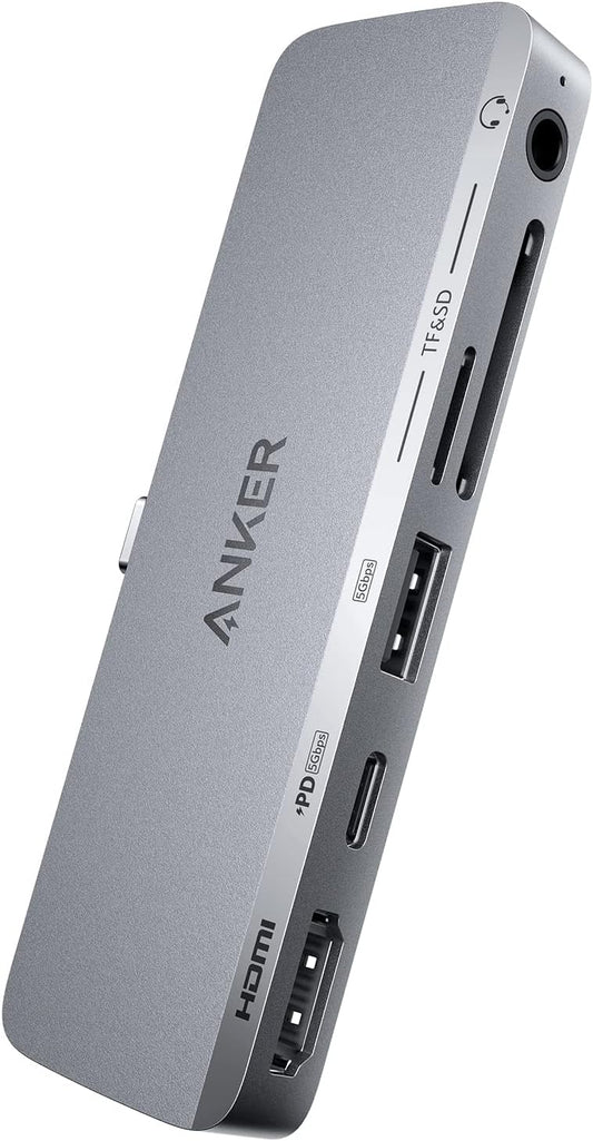 <h2>Hub USB-C Anker (6 em 1) com HDMI 4K, portas multifuncionais, slot para cartão SD e microSD, compatível com iPad Pro/Air/Mini 6ª geração, cinza</h2>