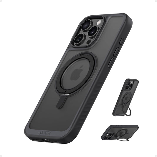 <h2>Capa ultra magnética Anker para iPhone 16 Pro Max, suporte de anel resistente 360°, grau militar à prova de choque, compatível com MagSafe, preto</h2>