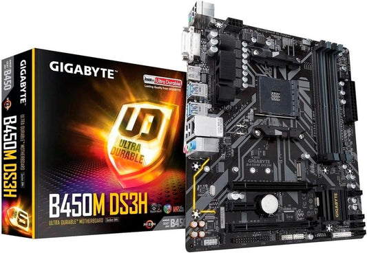 Placa-Mãe GIGABYTE B450M DS3H - AMD AM4, DDR4, Micro ATX