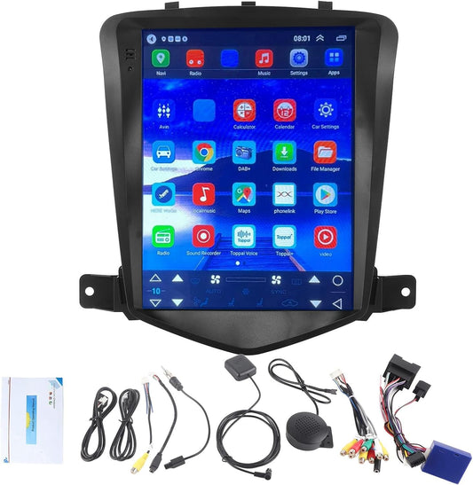 Leitor de Carro com Tela Sensível ao Toque de 9,7 Polegadas, Rádio Bluetooth, Viva-voz HD, Multimídia, Câmera de Ré e Navegação GPS para Cruze