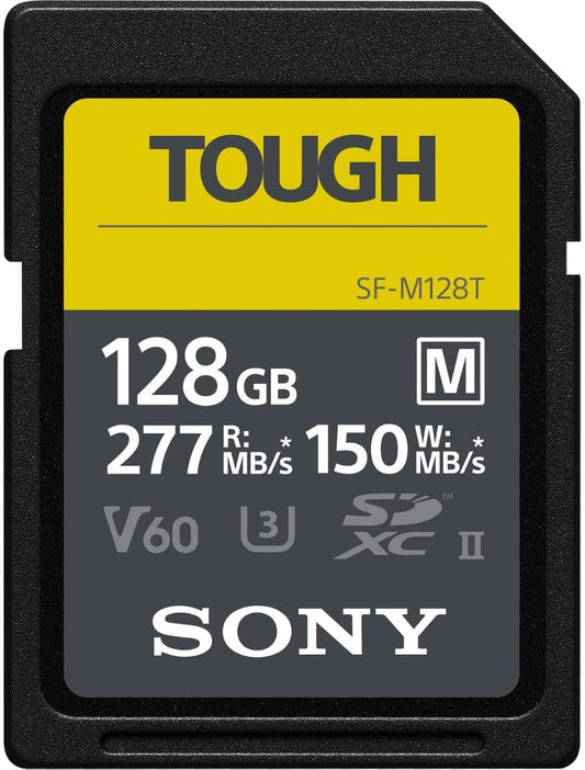 <h2>Sony TOUGH-M series SDXC UHS-II Card 128GB, V60, CL10, U3, Max R277MB/S, W150MB/S (SF-M128T/T1)</h2>