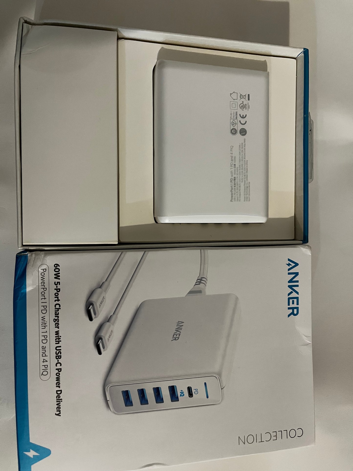 Carregador Rápido Anker PowerPort I PowerIQ PD 60W com 5 Portas USB-C - Caixa Aberta - Funcionando 100%