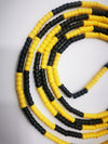 <h2>Corda de Pular NEVERTOOLATE com Contas de PVC – Amarela e Preta, 3m de Comprimento</h2>
