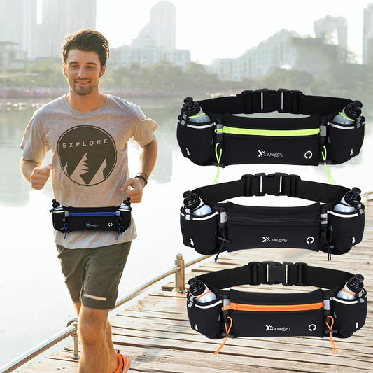<h2>Bolsa de Cintura Unissex para Corrida e Maratona – Suporte para Telefone e Garrafa</h2>