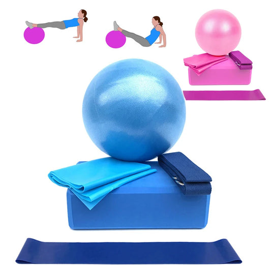 <h2>Kit Iniciante de Yoga – 5 Peças com Bola, Blocos, Faixas de Resistência e Corda para Alongamento e Pilates</h2>