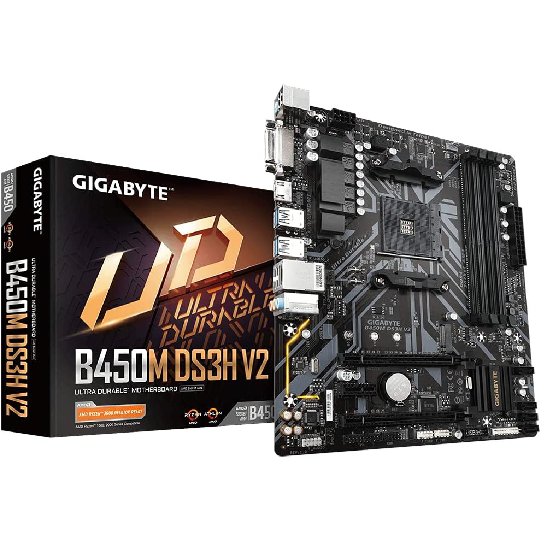 Placa-Mãe GIGABYTE B450M DS3H V2 AM4, DDR4, HDMI, M.2, USB 3.2