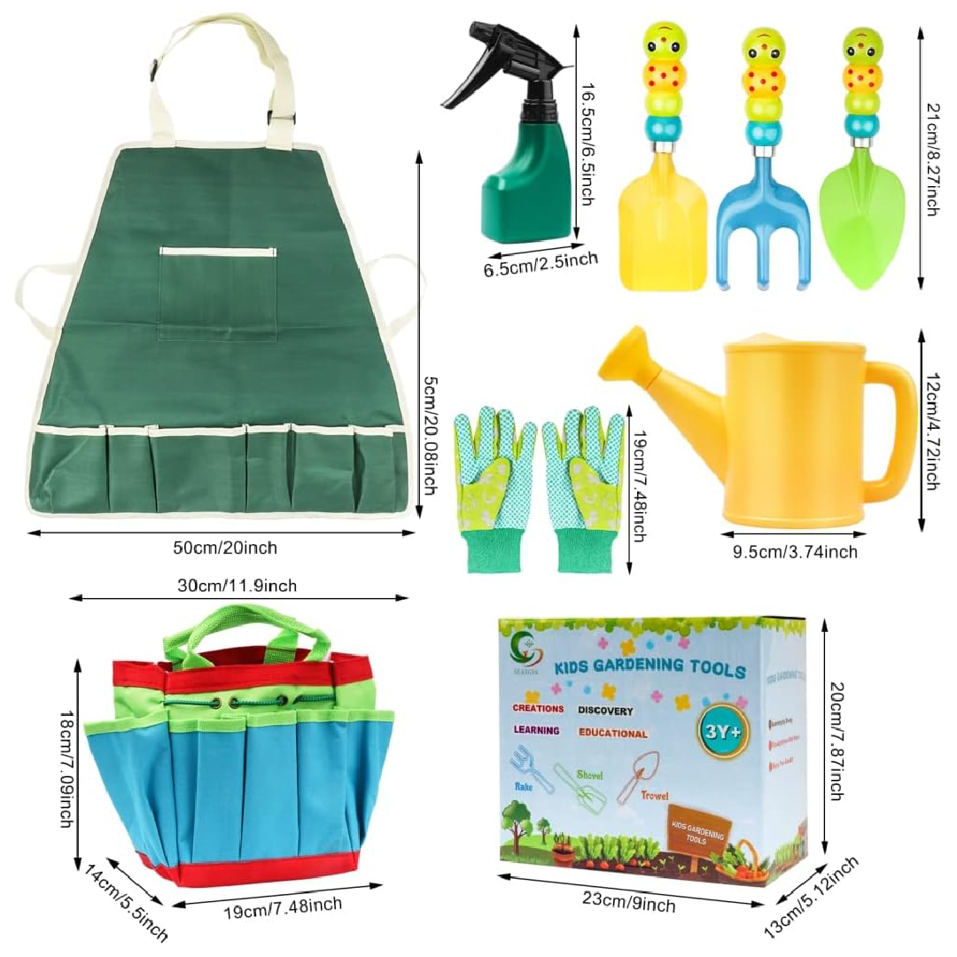 Kit de Ferramentas de Jardinagem Infantil com 9 Peças e Bolsa