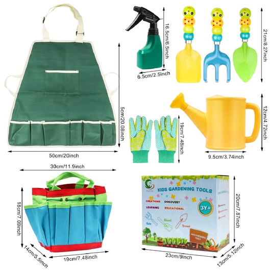Kit de Ferramentas de Jardinagem Infantil com 9 Peças e Bolsa
