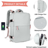 Mochila de Viagem Feminina Impermeável com Compartimento para Notebook e Sapatos - Cinza