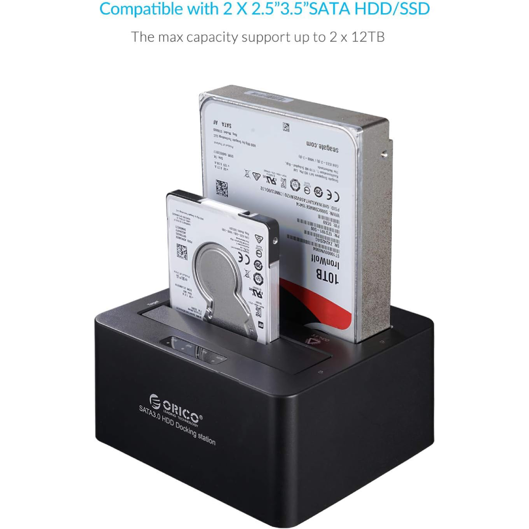 Dock Station SATA 2.5 e 3.5 com 2 Entradas - Função Clone Offline