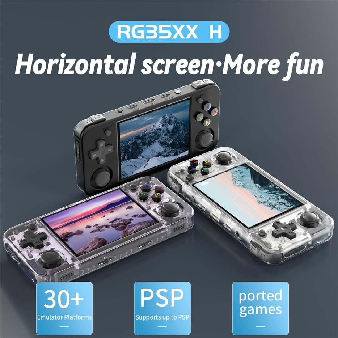 RG35XX Console de Jogos Portátil com Bolsa, Cartão TF de 64 GB Integrado com 5400+ Jogos Clássicos, Tela IPS de 3,5 Polegadas, Sistema Linux Retrô, Suporta Gamepad Sem Fio 2,4G, TV, Monitor, Projetor