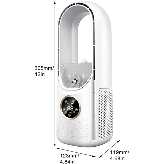 Torre Ventilador Sem Lâminas com Filtro Umidificante, Display LED, 6 Velocidades, Temporizador de 8H, Super Silencioso, Fácil de Limpar, Economizador de Espaço