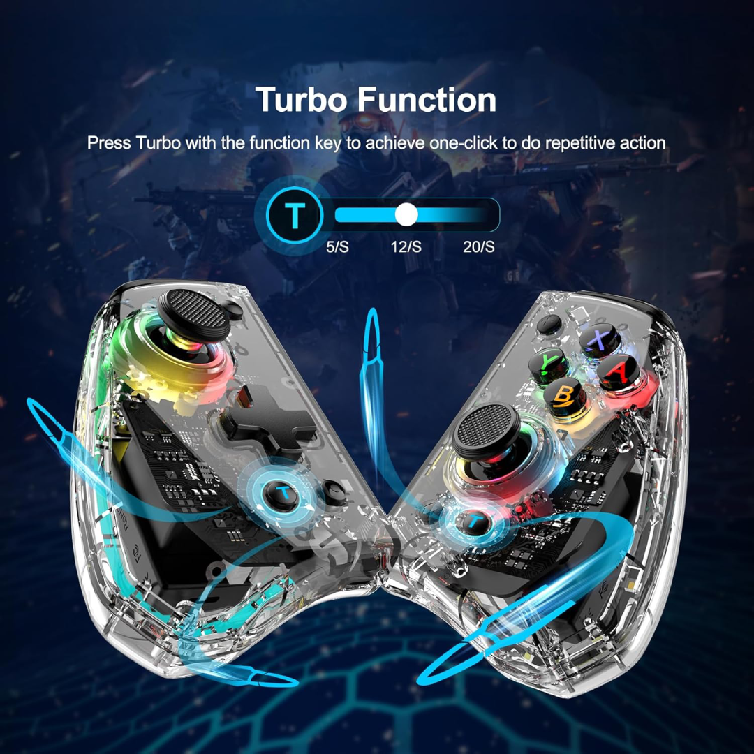 Controlador Sem Fio com 8 Luzes LED para Switch/OLED/Lite