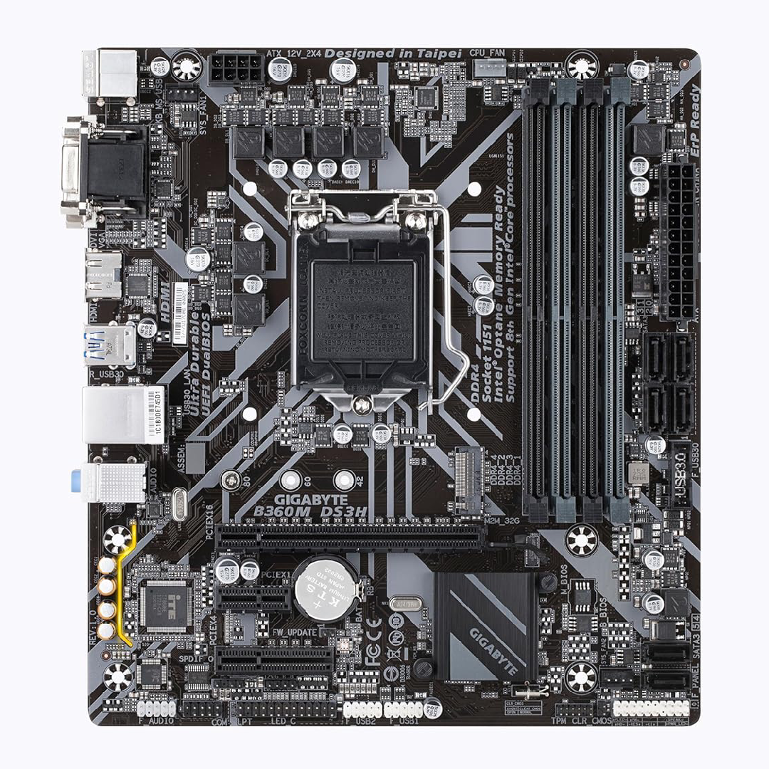 Placa-Mãe GIGABYTE B360M DS3H (LGA1151/Intel/Micro ATX/USB 3.1 Gen 1/DDR4)