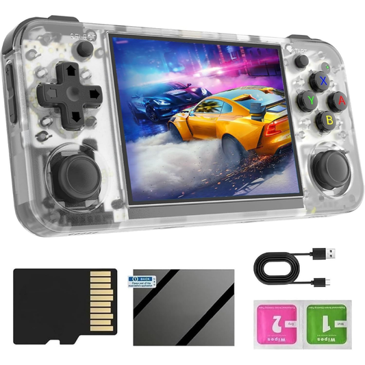 RG35XX Console de Jogos Portátil com Bolsa, Cartão TF de 64 GB Integrado com 5400+ Jogos Clássicos, Tela IPS de 3,5 Polegadas, Sistema Linux Retrô, Suporta Gamepad Sem Fio 2,4G, TV, Monitor, Projetor