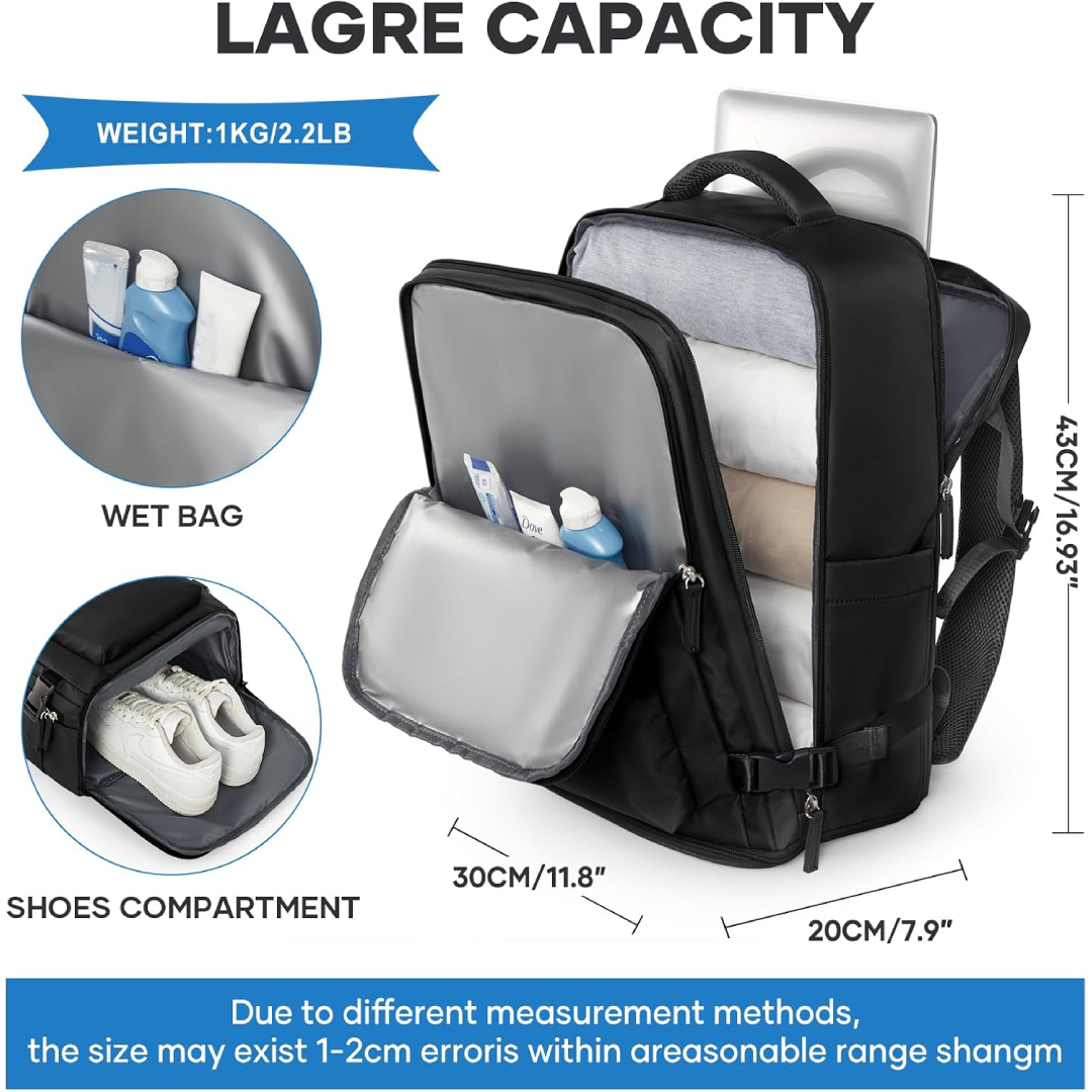 Mochila de Viagem Grande Feminina Impermeável com Compartimento para Calçados