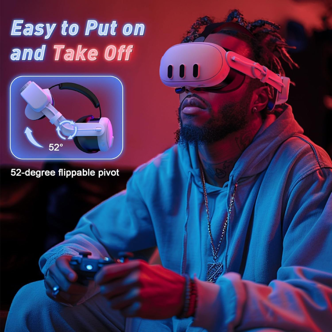 Correia de Cabeça com Bateria 6000mAh para Meta Quest 3 e Meta Quest 3s - Conforto e Duração VR