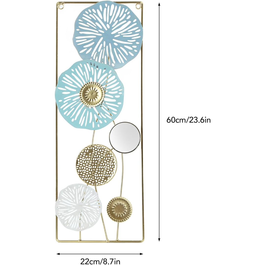 Escultura de Parede de Metal com Design Floral