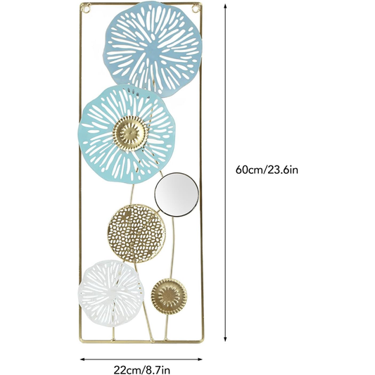 Escultura de Parede de Metal com Design Floral