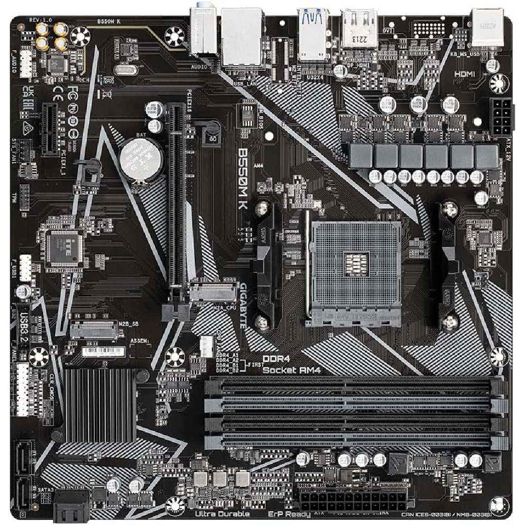 Placa-Mãe GIGABYTE B550M K (AM4/DDR4/HDMI/DP/M.2/SATA/USB 3.2)