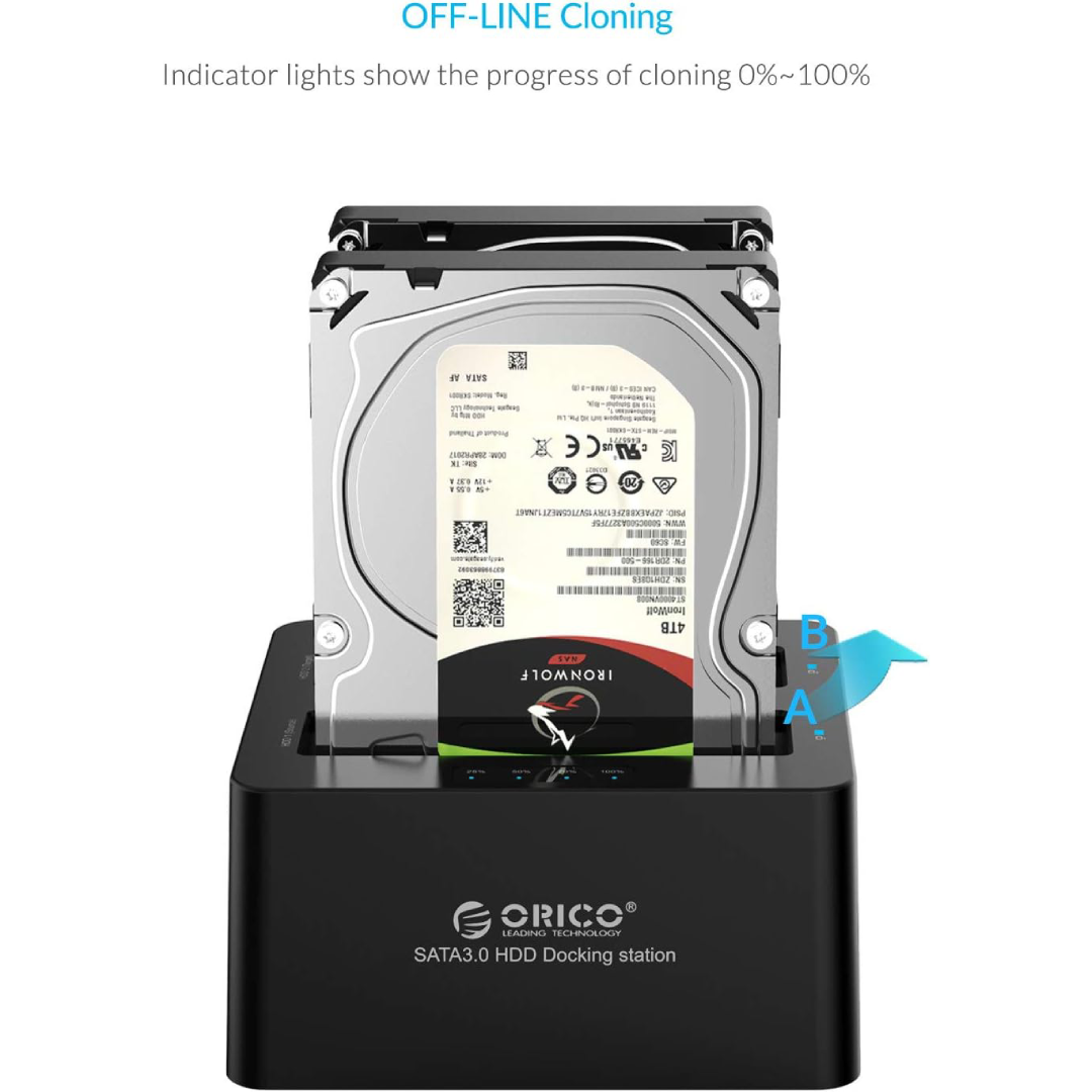 Dock Station SATA 2.5 e 3.5 com 2 Entradas - Função Clone Offline